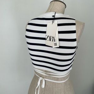 Striped black and white crop top.